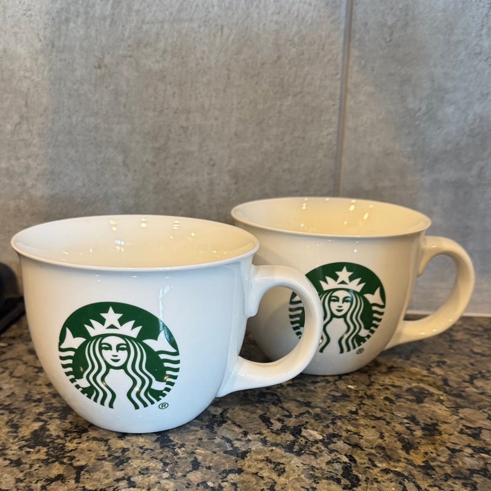 Starbucks Green Logo White Mugs